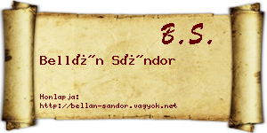 Bellán Sándor névjegykártya